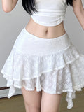 Sweet Lace Irregular Lace Up Women’s Mini Skirts Solid Elegant Gentle Classical Skirts High Fashion