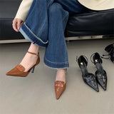 Pbong  Street Style Fashion Thin Low Heels Pointed Toe Pumps Women Elegant Buckle Strap Prom Banquet Shoes Zapatos Mujer