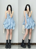 Pbong  Women Clothes Summer Y2k Tops Sleeveless Solid Vest Irregular Ruffles Loose Camis Fashion Sweet Vintage Tanks