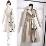 Pbong  Women's Long Coat Spring Autumn Loose Fashionable Slimming Large Size Casual Outerwear Elegant Lady Jacket Trendy