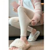 Pbong  Thickened Warm Rabbit Fur Women's Autumn Winter High Waist Slim Fit Stretchy Casual Leggings Pants Tighten Body Shape