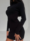 New Autumn Knitted Turtleneck Dress Women Long Sleeve Bodycon Midi Dresses Female Elegant Fashion Solid Color Skinny Dress