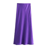 Autumn Winter Burgundy Satin Skirt Women Party Silk Skirt High Waist Straight Long Faldas Mujer Christmas Skirt