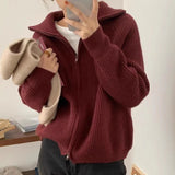 Rib Knit Zip Up Cardigan for Women Zipper Front Raglan Long Sleeve Sweater Jacket Coat Comfy Knitwear Fall Winter Vintage Outfit