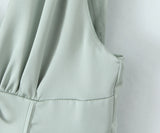 Pbong  Summer Elegant Chic Mini Dresses Green V-neck Backless Women Sleeveless Sexy Tiered Ladies Party Dress Vestidos New
