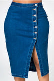 Pbong  Skirts Denim Women Mid Length Skirt Sexy Hip Wrap Tight High Waist Solid Casual Elegant Splice Regular Autumn Winter