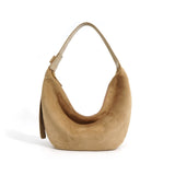 Autumn/Winter New Women's Bag Reversed Velvet Cowhide Dumpling Bag Fashion Versatile One Shoulder Crossbody Bag