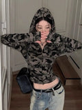 Sweet Cool Harajuku Zip Up American Cardigan Vintage Streetwear Fashion Popular Vintage Wuramerican Clothes Constrast Color Coat