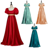 Women Victorian Satin Dress Retro 19th Century Formal Gown Luxury Ball Evening Costume Vintage Party Wedding Banquet Outfit