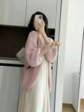 Lazy Wind Retro Cardigan Women Casual Loose Long Sleeve Korean Knitted Sweaters Coats Vintage Fall Winter Simple Solid Tops New