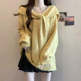 2000s Korean Fashion Loose Fake Two Piece Autumn Sweaters Y2k Pure Color Subculture Casual Long Sleeve Pullovers Sweaters Chic