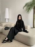 Irregular Black Oversized Designer Shirt For Women Long Sleeve Top High Fashion Trending Clothing