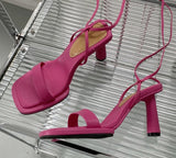 Summer New Brand Ankle Strap Sandal Women Thin High Heel Lace-Up Dress Pumps Shoes Outdoor Gladiator Sandals