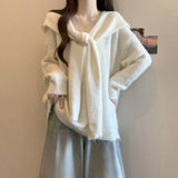 2000s Korean Fashion Loose Fake Two Piece Autumn Sweaters Y2k Pure Color Subculture Casual Long Sleeve Pullovers Sweaters Chic