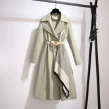 Pbong  Women's Long Coat Spring Autumn Loose Fashionable Slimming Large Size Casual Outerwear Elegant Lady Jacket Trendy