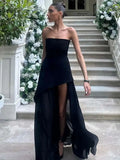Elegant Strapless Sexy Maxi Dress For Women Gown With Scarf Off-shoulder Sleeveless Backless Split Beach Long Dress