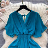 Pbong  Chiffon Solid Bohemian Maxi Dress Sexy Backless Bandage Vacation Outfits Summer Dress Elegant Two Layers Party Vestidos