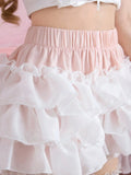 Pbong  Kawaii Women's Cute Fashion Multi-Layer Ruffle Skirt Pants, Suitable For Gatherings, Birthdays And Occasions