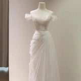 Elegant One-Shoulder Wedding Dress Summer New Arrival Fairy Tale Forest Style Fish Tail Gown for Bride Departure