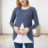 Pbong  Summe Round-neck Long-sleeved Multicolored Top Suitable for Breastfeeding Pregnant Women Ladies' T-shirt Sweatshirt Long Sleeves