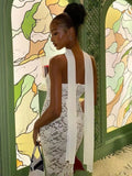 Sexy Lace Strapless Dress Female See Through Ribbon Long Dress Slim Hot Girl Sleeveless Beach Party Dress Lady New 2025