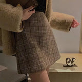 Skirts Women Plaid Slim Korean Style Casual All-match High Waisted Mujer Spring-autumn Comfortable Student Club Female Harajuku