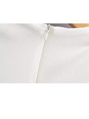 Female Summer Vintage Mini Dresses White O-Neck With Ruched Long Sleeve Zipper Elegant And Pretty Women's Sheath Dresses