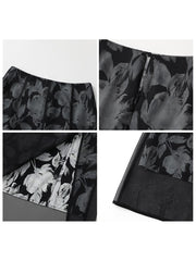 Women's Skirts Vintage High Waist Mesh Print Split Half Skirt for Woman New Style Female Clothing Spring Summer