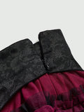 Pbong  Valentine's Day Gothic Jacquard Mesh Lace Patchwork Cake Hem Women Low Waist Mini Skirt