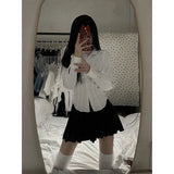 Y2K White Shirts Women Streetear Tunic Long Sleeve Crop Tops Students Jk Preppy Korean Fashion Basic Slim All Match Blouses New