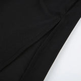 Elegant Black Square Neck Sexy Side Slit Dress