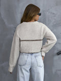 Women's round Neck Pullover Short Knitted Sweater Casual Comfortable Knitwear in Various Colors