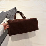 Pbong  New Faux Suede Casual Tote Bags Large Capacity Rivet Vintage Handbags Designer Elegant Solid Retro Shoulder Bags