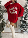 Pbong  Winter Autumn New Christmas Dress Women European American Sweet Jacquard Knit Long Sleeve Party Theme Dress
