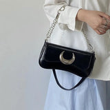 Fashion Design Women's Underarm Bag Moon Locking Buckle Female Shoulder Bag PU Leather Ladies Crossbody Bags Purse Handbags
