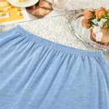 V-neck Camisole Top And Long Trouser Homewear Pajamas Two Piece Set Cotton Blend Blue Loose Vest + Wide Leg Pant Sets 2025 New
