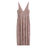 Sexy Backless V-neck Sleeveless Sequins Beading Long Dress Deep V-neck Holiday Women Dress 2025 New Slim Fashion Party Vestidos