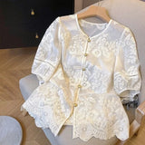 New Women's Shirt 2025 Spring Summer Chinese-style Short Sleeve High-end Ladies Tops Comfortable Temperament Lady Blouse