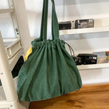 Pbong  Korean Canvas Women Shoulder Bag Female Student Tote Shopper Bag Large Fashion Corduroy Ladies Hand Bags Woman Handbags