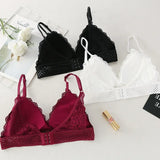 Floral Lace Bralette Girls Non-Wire Push Up Bras For Women Soft Sexy Intimates Brassiere V-neck Lingerie Female Underwear