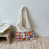 Women Knitted Hobo Tote Bag Big Knit Shoulder Bags Large Capacity Daily Shopping Travel Handbags and Purses Summer New