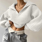 Pbong  New Women's Faion Knitted Sweater Lapel Pullover Blouse Svel Autumn Season Other Material 00% Ladies Knitwear