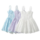 Pbong  Summer  Short Dresses White Mini Dress Sexy Evening Party Dresses Elegant Cami Dress Purple Elegant Ruffle Dress Ruched