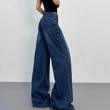 Retro American plus straight leg women jeans washed and versatile Gothic Harajuku loose fit high waisted casual jeans y2k pants