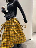 Vintage Plaid Skirt Women Y2k Japanese Style Long Skirt Harajuku Streetwear Fashion Retro A-line Midi Skirts Aesthetics