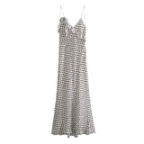 Women's Polka Dot Layered Decorative Satin Sleeveless Suspender Dress Ruffle Slim Chic Party Dress Fashion Female Clothing 2025