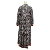 Pbong  Elegant Long Sleeve Loose Maxi Dress Women Autumn Fashion Print V-neck Long Dresses Casual
