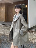 Korean Chic Elegant Jacket Women Loose Design Double Sided Wear Plaid Coat Fall Fashion Long Sleeve Sweet Pockets Outwear
