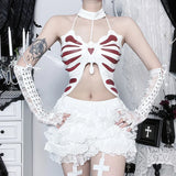 Pbong  Summer American Sexy Gothic Backless Camisole Vest Women Y2K Butterfly Skull Aesthetic Mini Camisole Harajuku 2000s Streetwear