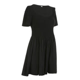 Black Square Neck Short Sleeve Dress